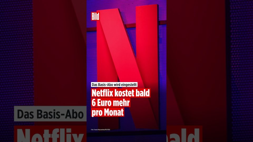 Netflix Basisabo – Netflix-Logo auf einem Smartphone-Bildschirm – Basisabo wird eingestellt, Preiserhöhung droht