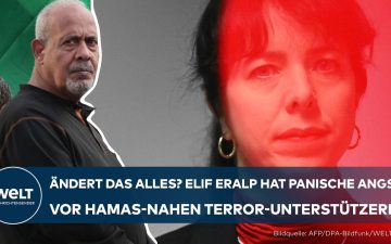 Elif Eralp, Spitzenkandidatin der Berliner Linken, bei einem politischen Auftritt in Berlin