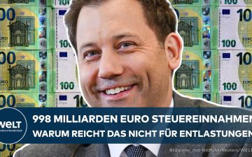 Bundesfinanzminister Lars Klingbeil bei der Vorstellung der Steuerschätzung 2026 mit fast 998 Milliarden Euro Einnahmen