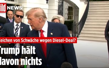 Wolodymyr Selenskyj und Donald Trump bei einem Treffen – im Hintergrund symbolisch der Russland-Dieseldeal