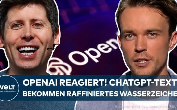 ChatGPT-Wasserzeichen – Laptop-Bildschirm mit ChatGPT-Interface und symbolischem unsichtbarem Wasserzeichen für KI-generiert…