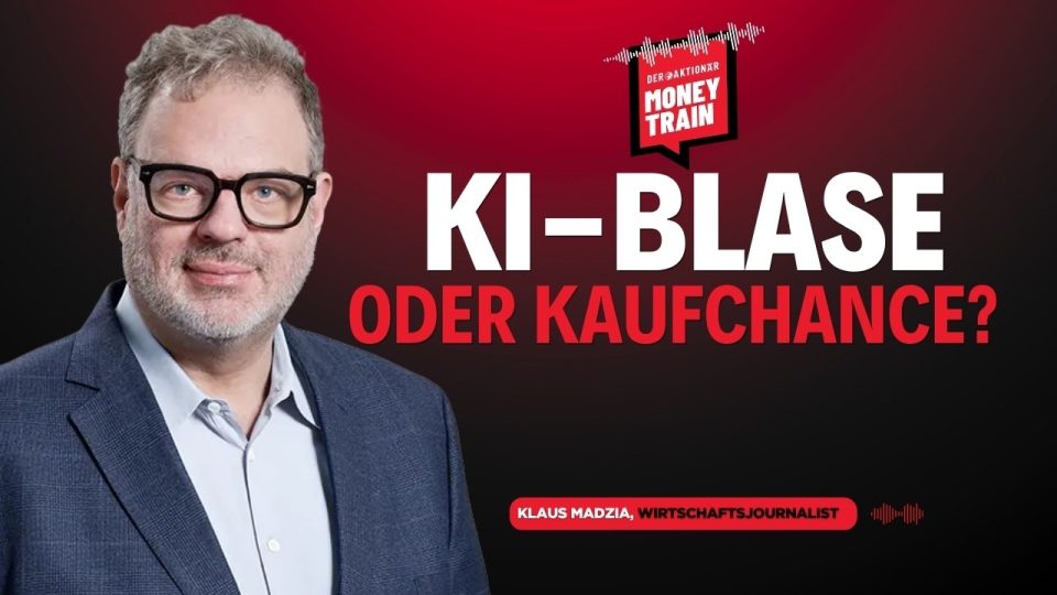 Börsenbildschirm mit steigenden KI-Aktien-Kursen von Nvidia und Alphabet im Vergleich