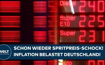 Spritpreise Inflation – Autofahrer tankt an einer Zapfsäule in Deutschland – hohe Spritpreise treiben die Inflation