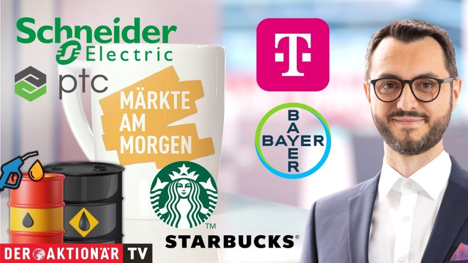 Händler an der Börse verfolgen Kurstafel – Märkte am Morgen mit Ölpreis, Bayer und Telekom im Fokus