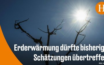 Grafik zur globalen Erderwärmung mit steigender Temperaturkurve und UNEP-Logo im Hintergrund