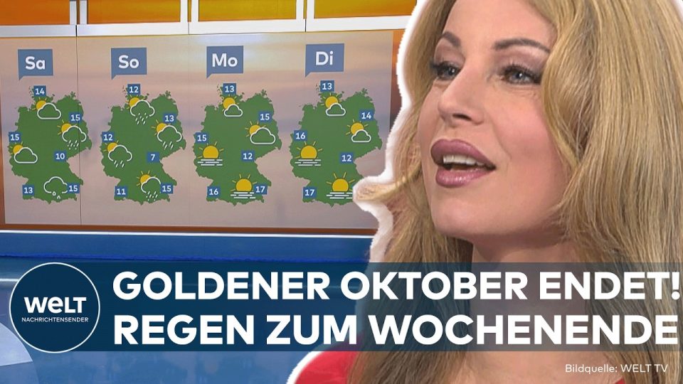 Kaltfront Deutschland – Karte von Deutschland mit eingezeichneter Kaltfront und Herbstwetter – goldener Oktobertag trifft au…