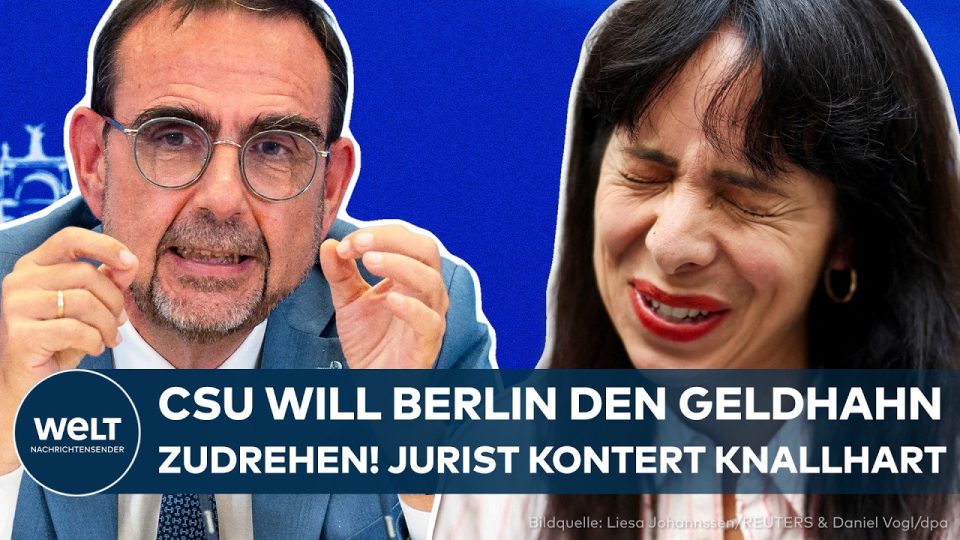 CSU-Politiker am Rednerpult, im Hintergrund das Berliner Rote Rathaus – Streit um Hauptstadtfinanzierung
