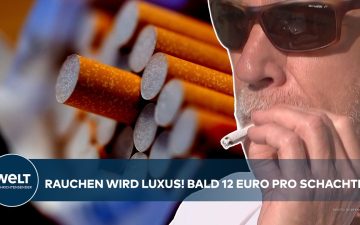 Zigarettenschachtel mit Preisschild – Tabaksteuer Erhöhung lässt Preise bis 2030 auf 12 Euro steigen