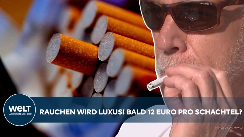 Zigarettenschachtel mit Preisschild – Tabaksteuer Erhöhung lässt Preise bis 2030 auf 12 Euro steigen