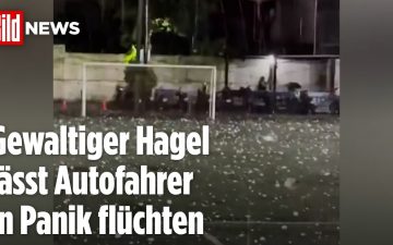 Hagel Paraguay – Tennisballgroße Hagelkörner nach dem Hagel-Unwetter in Paraguay auf einer beschädigten Autohaube