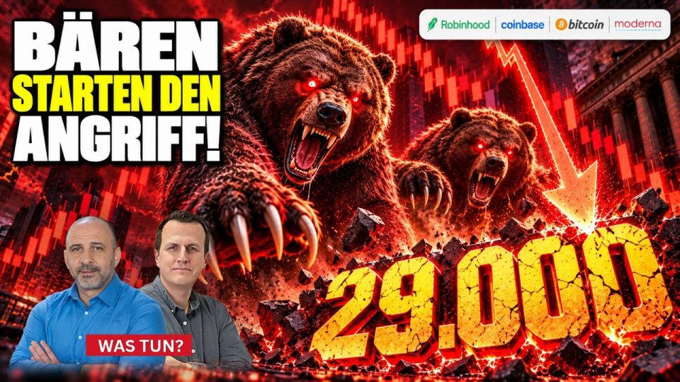 Nasdaq 100 Sell-off – Kurstafel mit fallendem Nasdaq 100 Chart während des Sell-offs, AMD und Intel Logos im Hintergrund