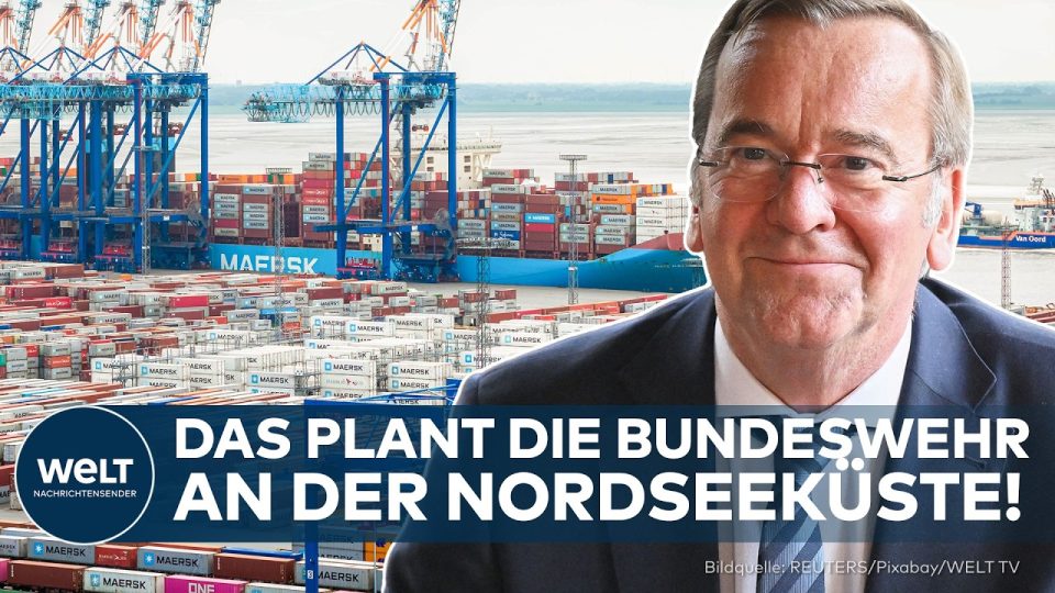 NATO-Drehscheibe Bremerhaven – Luftaufnahme des Hafens Bremerhaven als geplante NATO-Drehscheibe an der deutschen Nordseeküs…