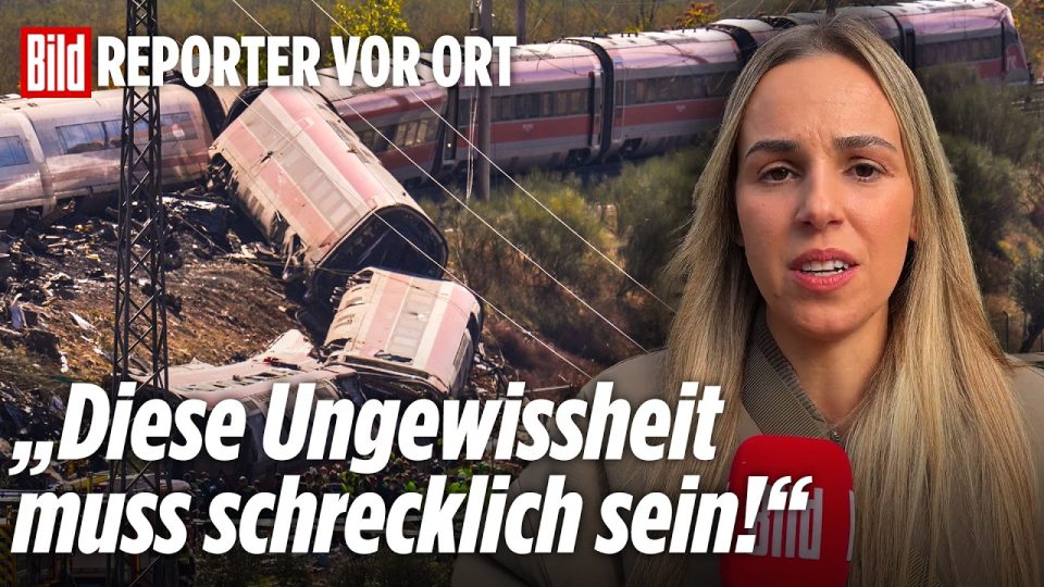 Rettungskräfte und Mantrailerhunde suchen nach dem Zugunglück Toledo in den Trümmern der kollidierenden Züge
