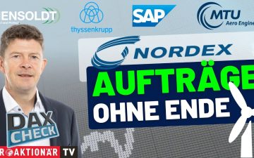 DAX-Kurstafel an der Frankfurter Börse mit Kursanzeigen für Hensoldt, SAP und MTU beim DAX-Check