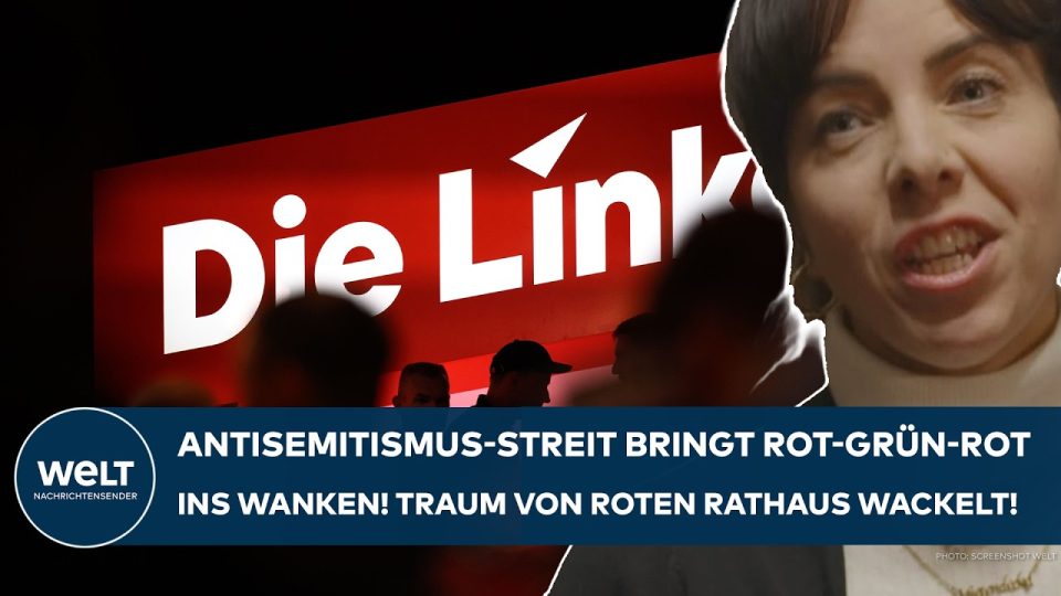 Berliner Abgeordnetenhaus mit Fahnen – Berliner Koalitionsgespräche zwischen SPD, Grünen und Linken stehen auf der Kippe