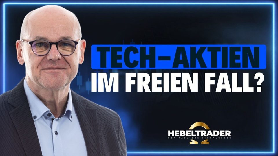Roter Kursverlauf auf einem Börsenbildschirm symbolisiert den Tech-Aktien Abverkauf bei Halbleiterwerten