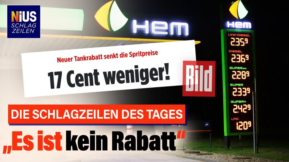 Autofahrer tankt an einer deutschen Tankstelle – Tankrabatt senkt Benzin- und Dieselpreise um bis zu 17 Cent