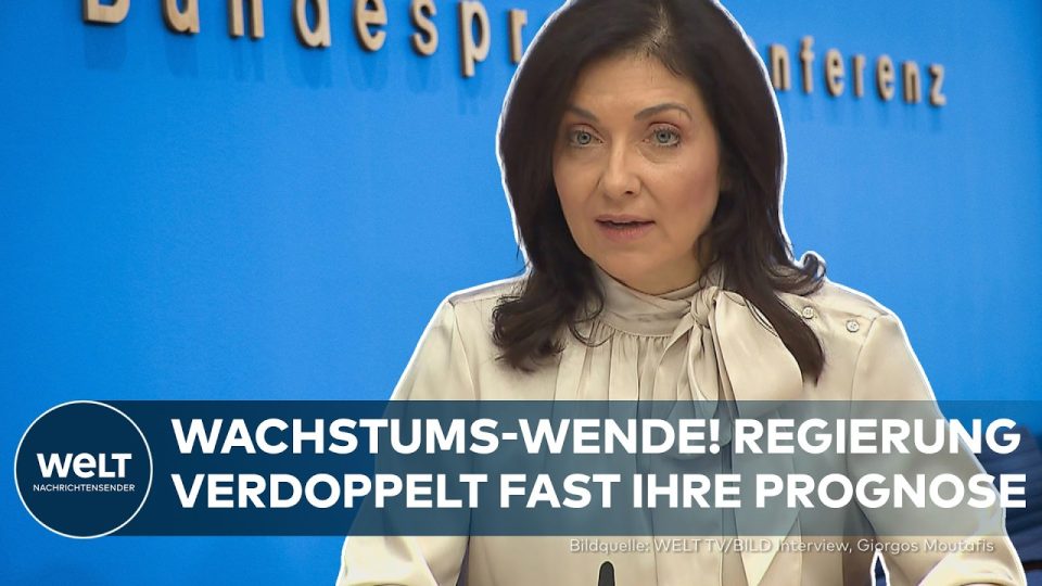 Frankfurter Skyline mit DAX-Anzeigetafel – Symbol für deutsche Wirtschaft Wachstum trotz Krise