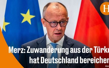 Bundeskanzler Friedrich Merz spricht beim Jubiläum des deutsch-türkischen Anwerbeabkommens in Berlin über türkische Migration