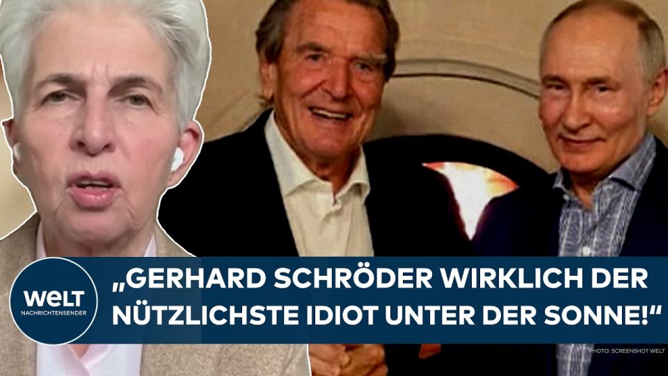 Gerhard Schröder und Wladimir Putin bei einem früheren Treffen – der Schröder Putin Besuch sorgt für politischen Aufruhr in …