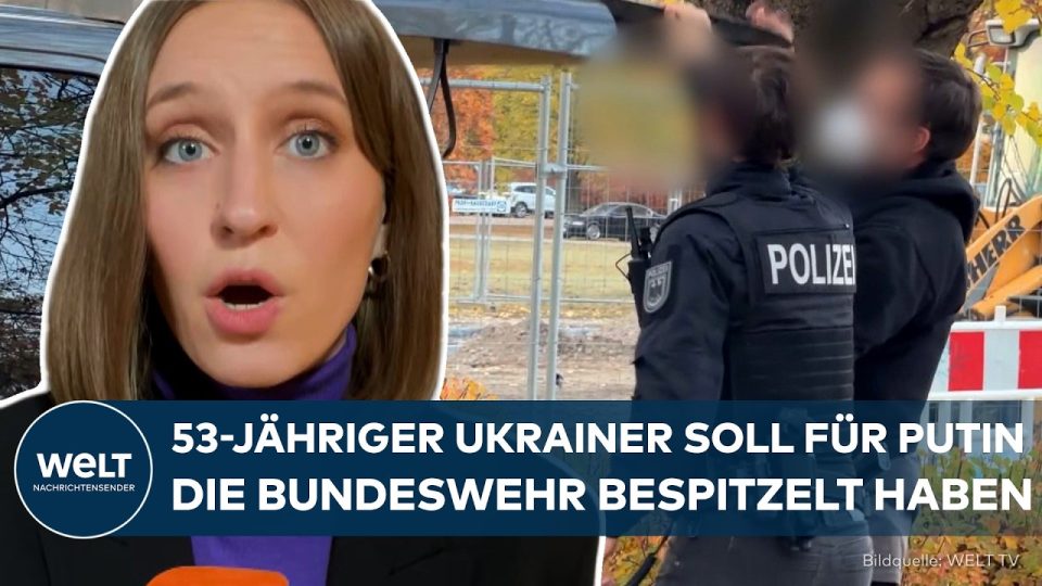 Russischer Spion – Festnahme eines mutmaßlichen russischen Spions in Brandenburg – Polizisten vor einem Wohngebäude in Eisen…