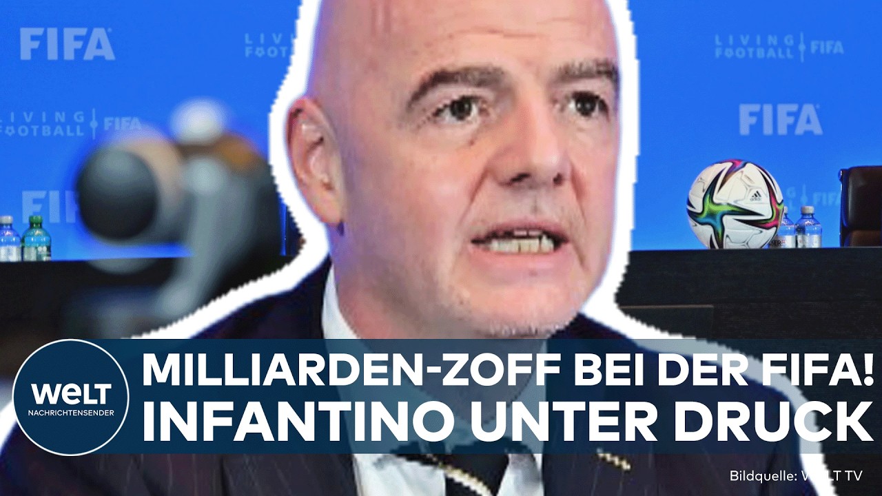 Gianni Infantino bei einer FIFA-Pressekonferenz – UEFA stellt FIFA-Präsident Infantino Ultimatum wegen Milliarden-Deal