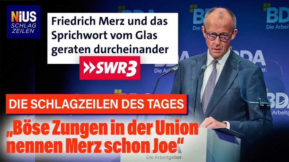 Bundeskanzler Friedrich Merz am Rednerpult beim Deutschen Arbeitgebertag, Friedrich Merz Versprecher