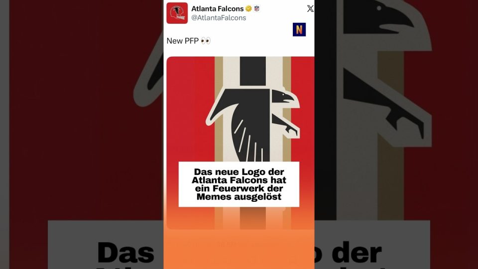 Das neue Atlanta Falcons Logo auf einem NFL-Trikot – Fokus auf das umstrittene Wappendesign