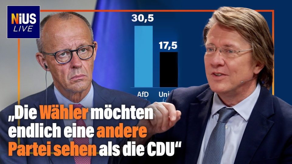 Balkendiagramm zeigt Union Umfragetief bei 17,5 Prozent und AfD-Rekord bei 30,5 Prozent in Deutschland