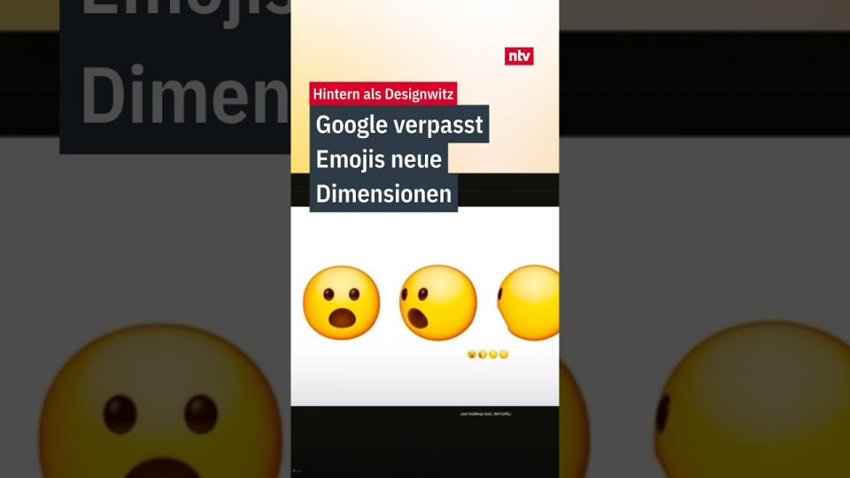 Dreidimensionale Google Noto 3D Emojis mit buntem Schmetterling und animierten Gesichtern auf dunklem Hintergrund