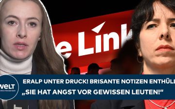 Elif Eralp, Spitzenkandidatin der Berliner Linken, vor dem Berliner Abgeordnetenhaus