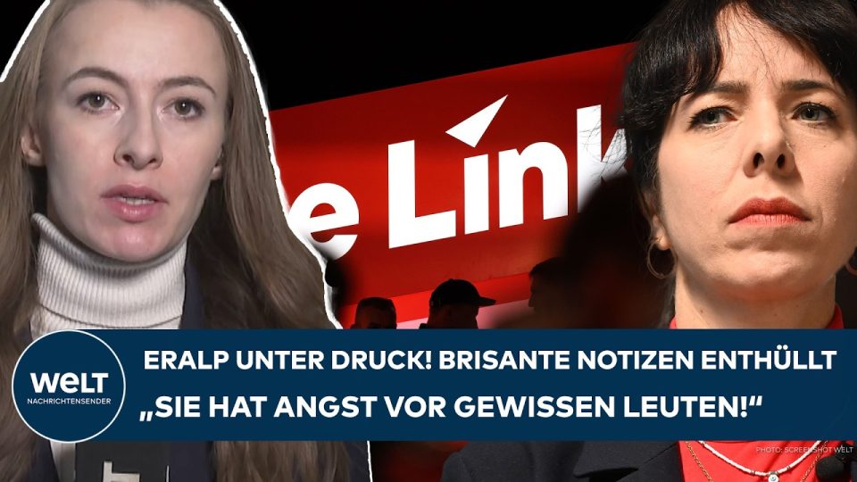 Elif Eralp, Spitzenkandidatin der Berliner Linken, vor dem Berliner Abgeordnetenhaus