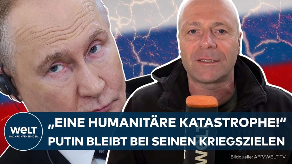 Blick auf die zerstörte Stadt Oleschky am Dnipro – Symbol für Putins Friedensbedingungen im Ukraine-Krieg