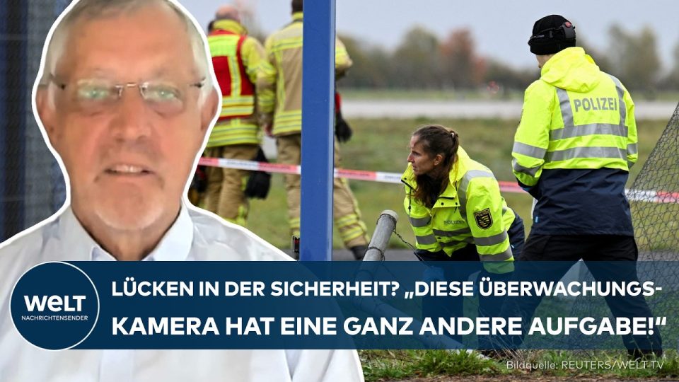 Sicherheitszaun am Flughafen Leipzig mit Überwachungskameras – Flughafen Leipzig Sicherheit im Fokus