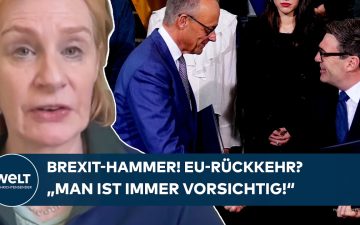 Andy Burnham und Friedrich Merz bei der Unterzeichnung des Kensington-Abkommens im Berliner Kanzleramt