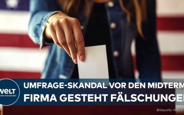 Gefälschte Umfrageergebnisse auf einem Bildschirm – Wedgewood Polling Umfrageskandal vor den US-Midterms
