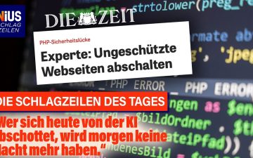 Bildschirm mit PHP-Code und Warnsymbol – PHP-Sicherheitslücke bedroht Millionen Webseiten weltweit