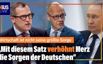 Bundeskanzler Friedrich Merz spricht auf einer internationalen Konferenz – Friedrich Merz Wirtschaft im Fokus der Kritik
