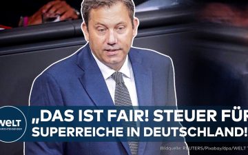 Lars Klingbeil am Redepult im Deutschen Bundestag bei der Vorstellung der Einkommensteuerreform