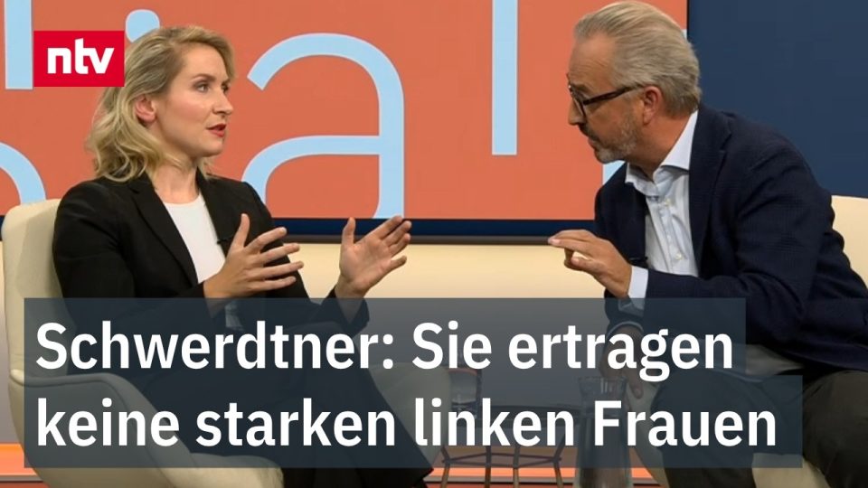 Ines Schwerdtner und Jan Fleischhauer im TV-Studio diskutieren über die Berliner Mietenkrise und Vergesellschaftungspläne