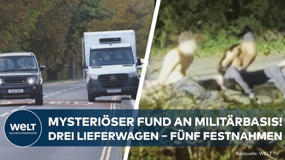 Luftwaffenstützpunkt Großbritannien – Britischer Luftwaffenstützpunkt mit Polizeiabsperrung nach Sicherheitsvorfall mit Lief…